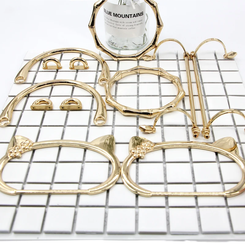 

12 cm Gold Semi-circle Arc Hole Metal Handle Hanger Portable Woman DIY Metal Purse Frame Electroplate metal bag purse handle