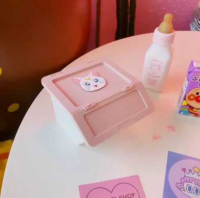 1 1 шт. Kawaii Сейлор Мун кошка крылья звезда Розовая пантера квадратная коробка для хранения канцелярских принадлежностей клип Ювелирные изделия пластиковый чехол держатель для карт - Цвет: 1