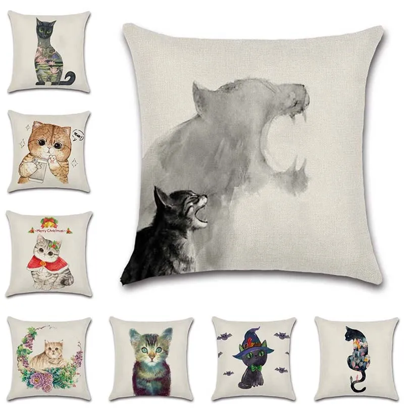 

Animals creative cats cute printed Cushion Cover festival Decoration Home shop sofa chair seat kids bedroom gift pillowcase