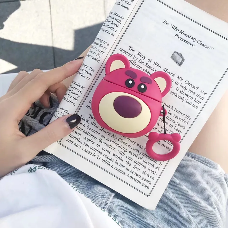 Чехол для AirPods, мультяшный силиконовый чехол для Apple Air pods 2, милый чехол для наушников, сумка для наушников, чехол с кольцом, аксессуары - Цвет: Серый