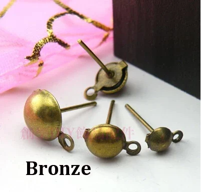 Antique Bronze 50 шт./лот 8 мм золото/серебро/родий/бронза серьги пост Булавки шпильки с петлей Серьги DIY ювелирных делая выводы аксессуар f1729 - Цвет: Antique Bronze