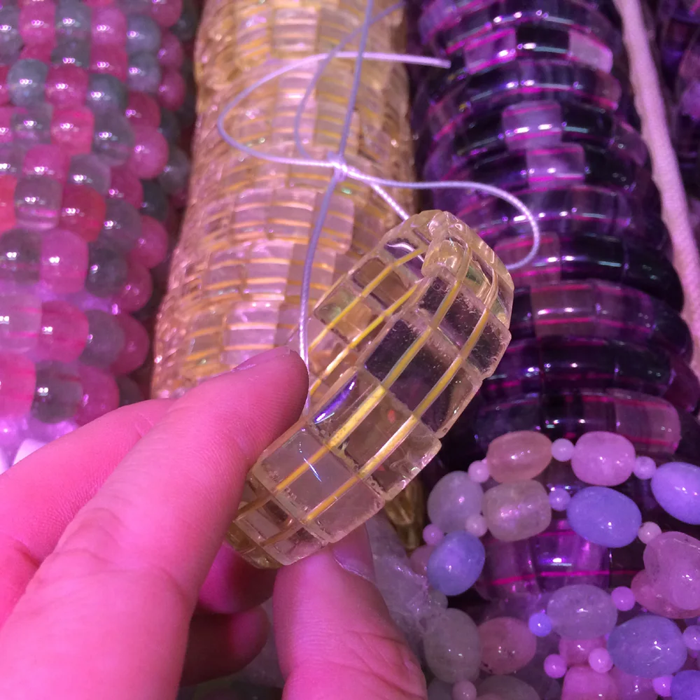 Браслет из камень цитрин натуральных драгоценных камней желтый | Украшения и