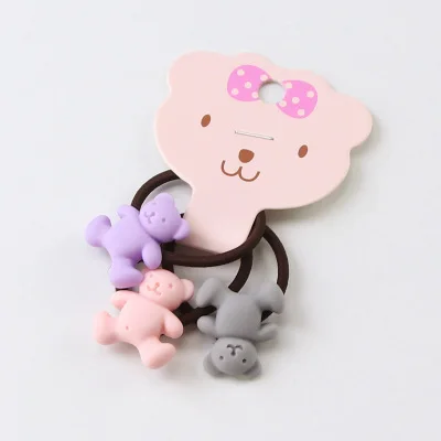 7 3Pcs/Set Good Quality Candy Colors Cartoon Acrylic Girls Elastic Rubber Bands Cute Hair Bands Ponytail Holder Hair Accessories - Цвет: 7