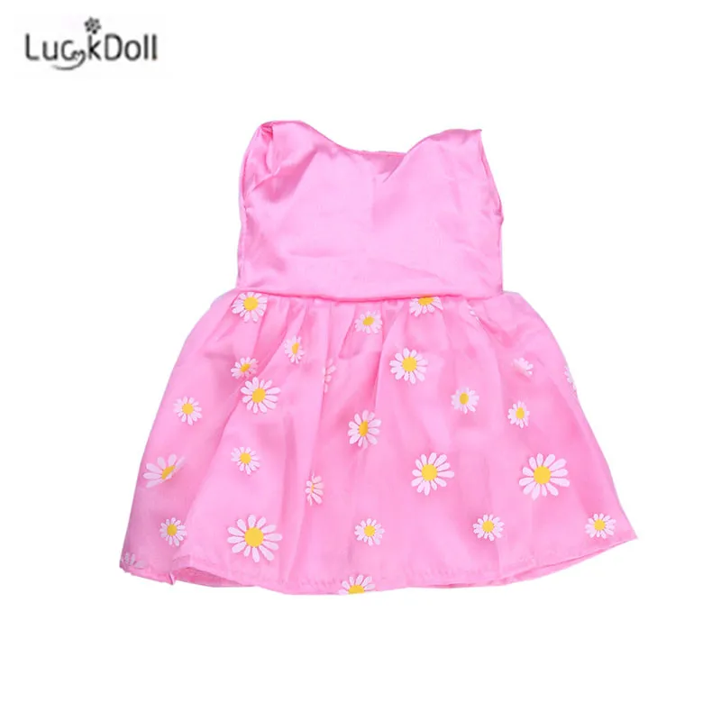 LUCKDOLL модное летнее розовое платье подходит 18 дюймов Американский 43 см детская кукла одежда аксессуары, игрушки для девочек, поколение, подарок на день рождения