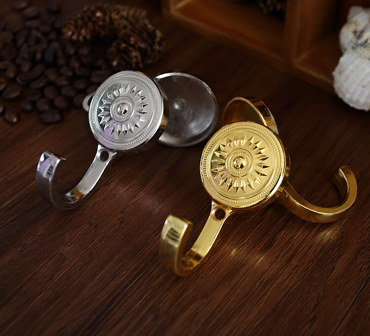 Ретро Sun Flower Настенные Крючки вешалка для одежды бронза серебро золото Tieback Крюк