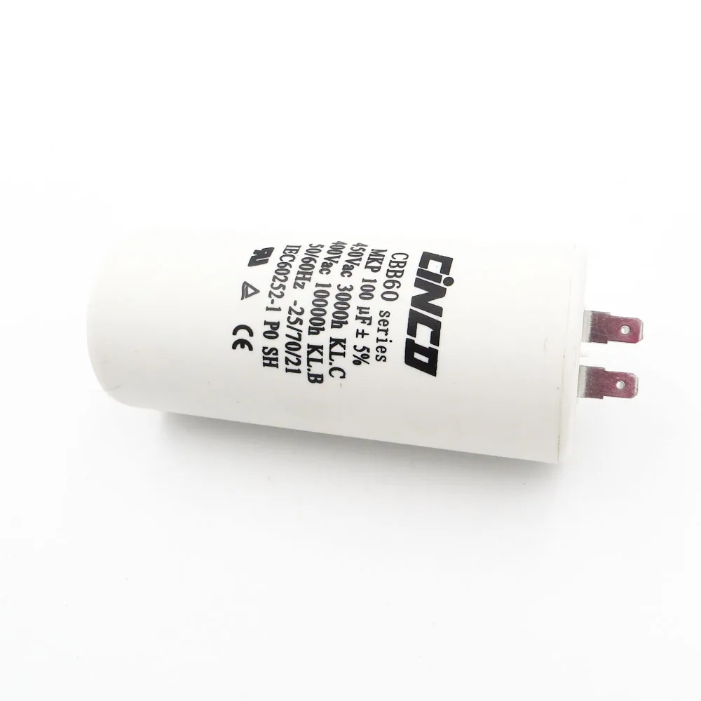 SH DB Polypropylene Film Ac 450VAC Water Pump 100UF 400V 450V CBB60 Motor Run Capacitor wire electrical engine 100mfd 100mf |