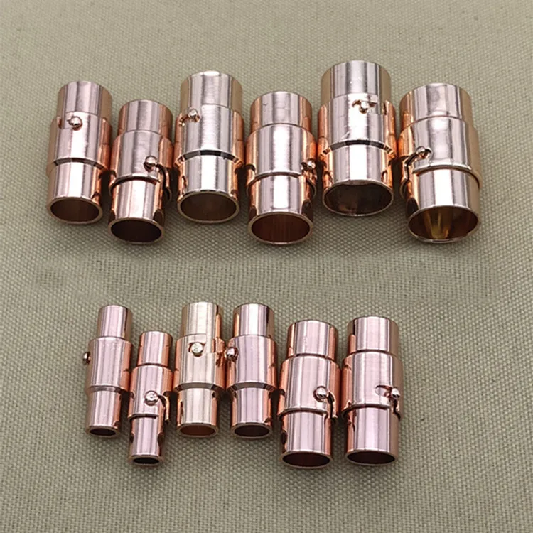 5Pcs rose gold 5 комплектов/3/4/5/6/7/8/9/10 мм кожаный шнур конец Кепки/Магнитная застежка с фиксатором, разъем для браслет Цепочки и ожерелья делая K139 - Цвет: 5Pcs rose gold