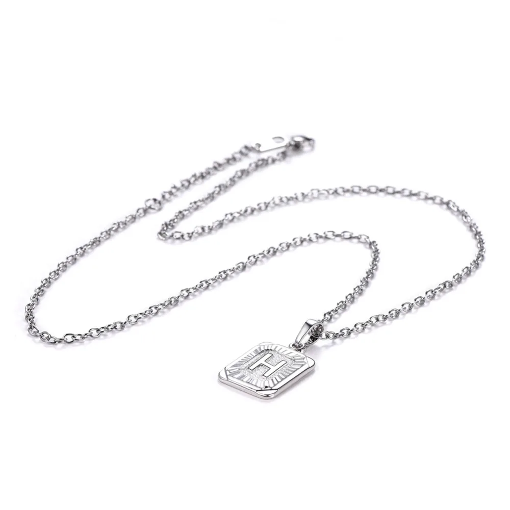 U7 Square Letters Necklaces Pendant Chain Necklace for Women Men English Initial Name Alphabet Jewelry Best Birthday Gifts P1196