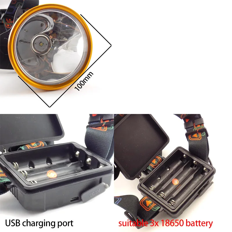 Налобный фонарь T6 светодиодный с USB-разъемом перезаряжаемый | Освещение