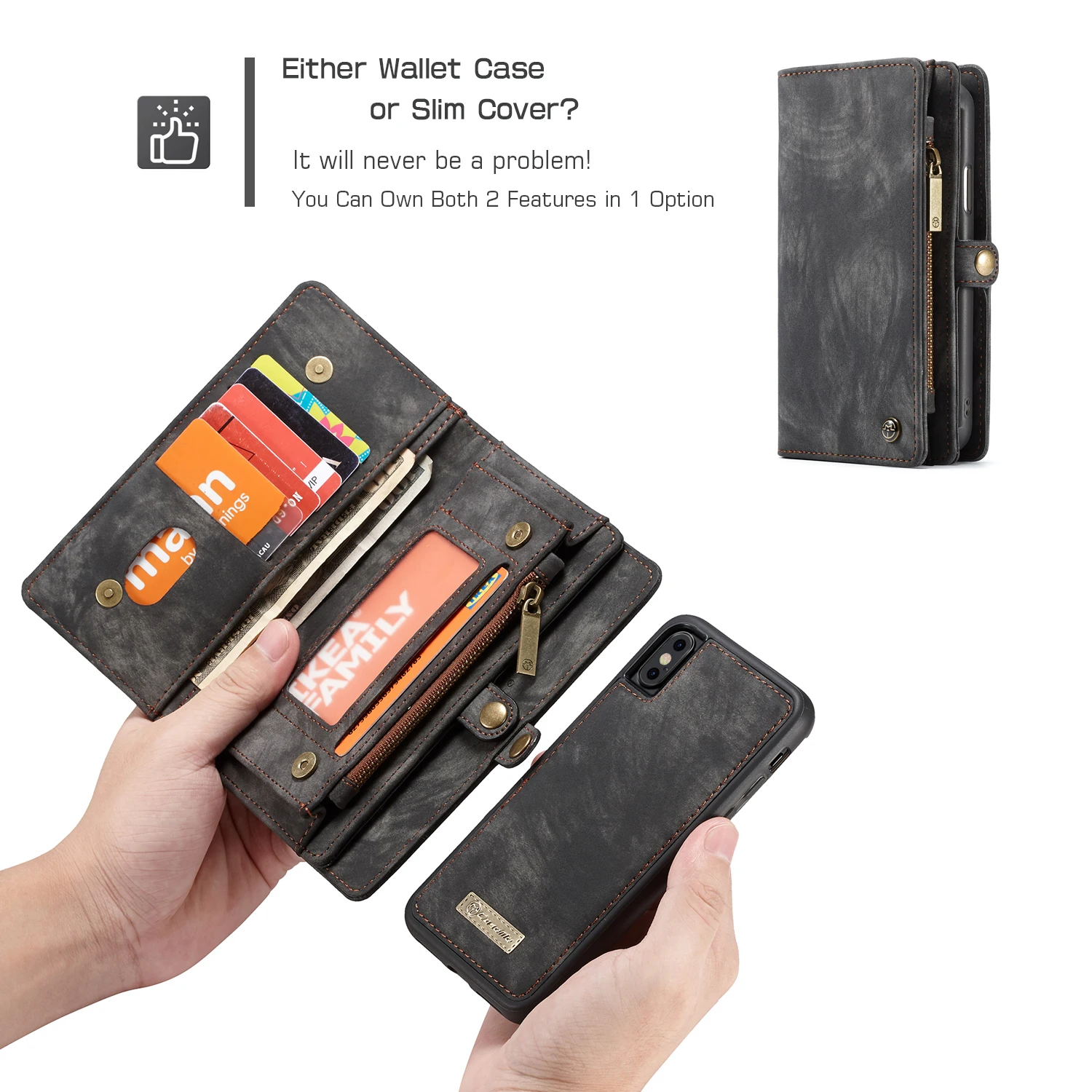 

Retro Wallet Case For iPhone X XR XS Max Multi-functional Genuine Leather Flip Case Cover For iPhone 8 7 6S 6 / Plus Phone Case