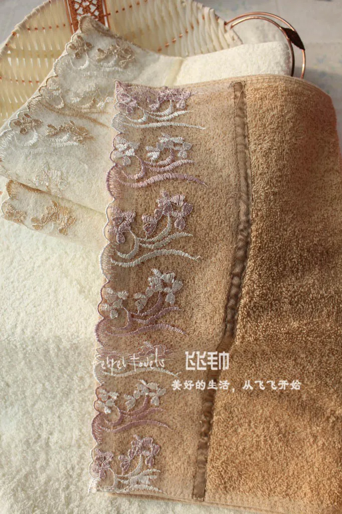 ( Already 65% off ) Genuine Face hand towel High quality 34cm*75cm floral lace 100% cotton Brand bath set wholesale | Дом и сад