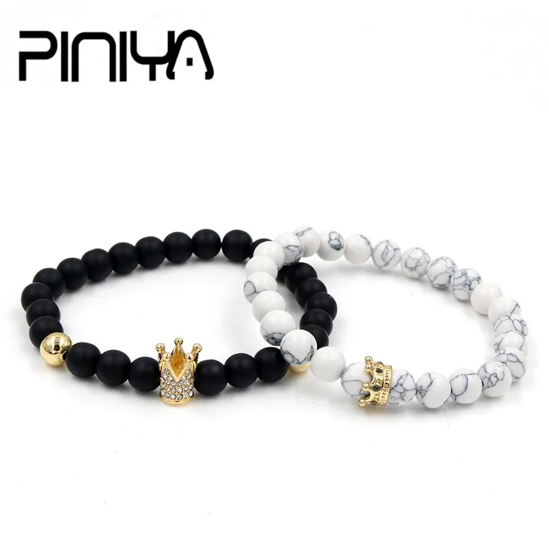 Браслет Lava Howlite с натуральным кубическим цирконием 2 шт./компл.|Браслеты шармами| |