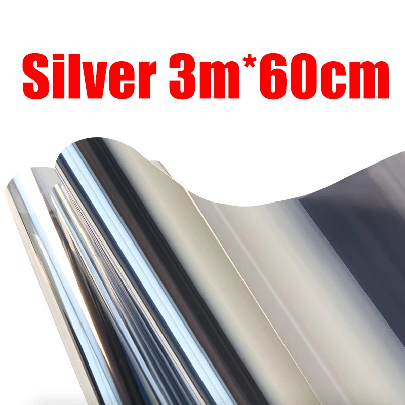 3 M x 60cm Silver 15% VLT 500 см/300 см/100 см x 60 см оконная пленка односторонняя Зеркальная Наклейка УФ отторжение Privacys оконная тонированная пленка для автомобиля домашнего стекла - Цвет: 3 M x 60cm Silver