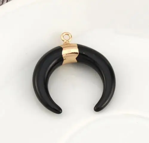 black 2 шт уникальное бежевое черное лунное ожерелье из слоновой кости серьги фурнитура DIY браслет чокер брелок Подвеска амулеты ювелирные аксессуары F94 - Цвет: black