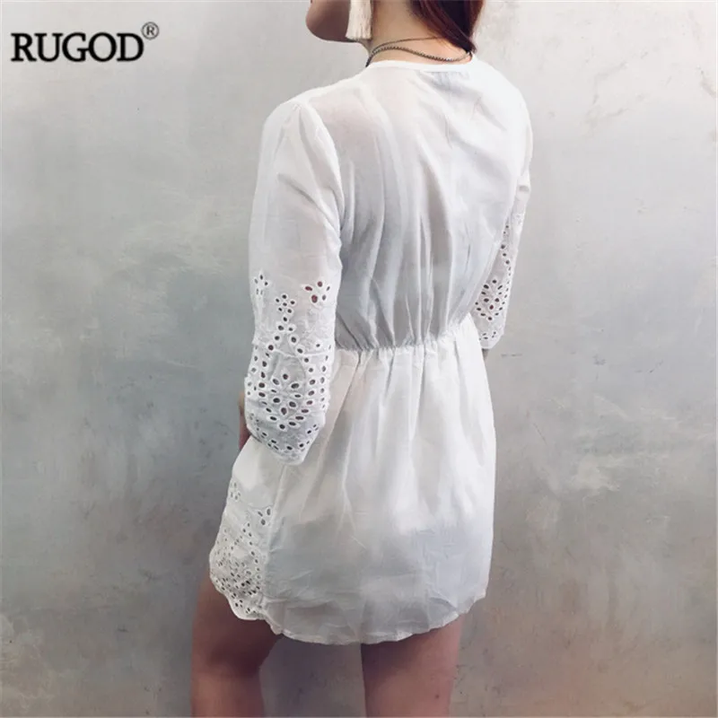 Женское ажурное платье на шнуровке RUGOD 2020 летнее Элегантное повседневное