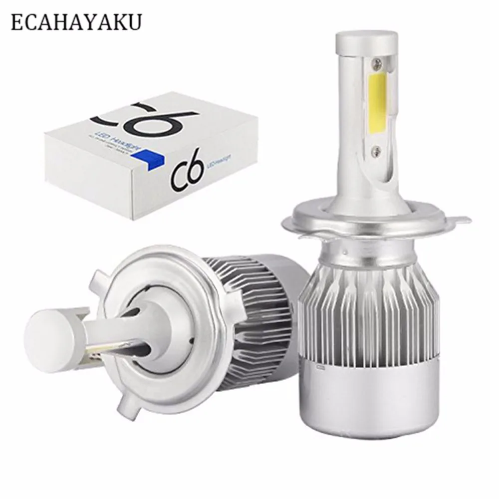 ECAHAYAKU 72 Вт COB H7 H1 H4 H3 H11 H13 H8 9005 9006 9004 9007 880 C6 светодиодный светильник налобный фонарь
