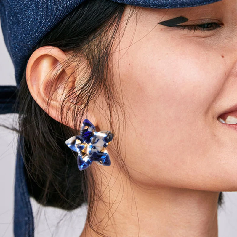 ZHINI Fashion Bijoux Bright Star Statement Stud Earrings For Women Cute Trendy Wholesale Jewelry Cheap Party Gifts | Украшения и