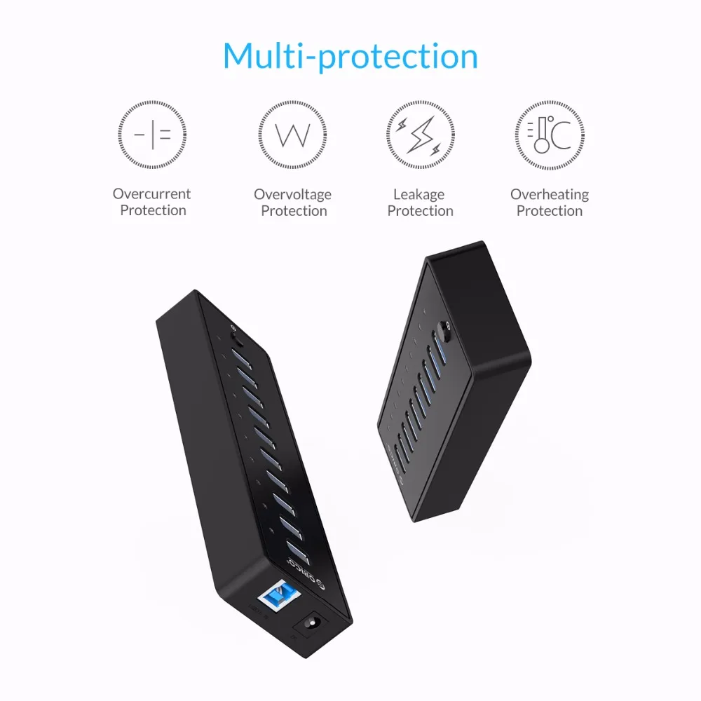 ORICO P10 U3 10 портов USB 3 0 концентратор с фута/1 м USB3.0 кабель VL812 чипсеты и адаптер