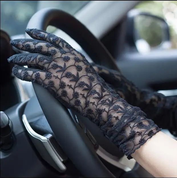 Женские весенне летние перчатки для вождения солнцезащитные средней длины