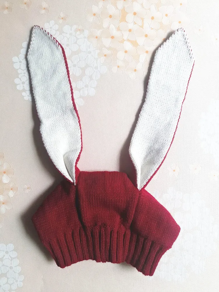 

2019 Infant Knitted Baby Beanies Cute Rabbit Long Ear Baby Girl Hat Autumn Winter Toddler Boys Cap Photo Props