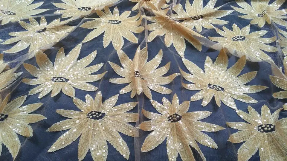

M15582 Latest Net French Lace Material High Quality French Net African Lace Fabric with Sequins Nigerian Wedding African Lace