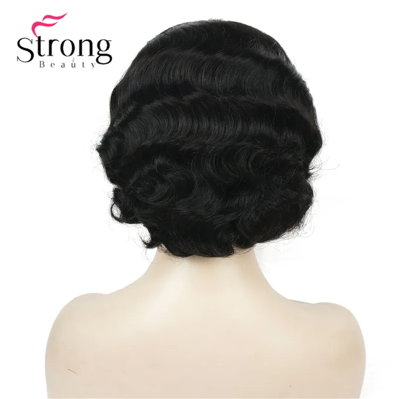 StrongBeauty 1920's Flappers Короткий Палец Волна светильник блонд полный синтетический парик