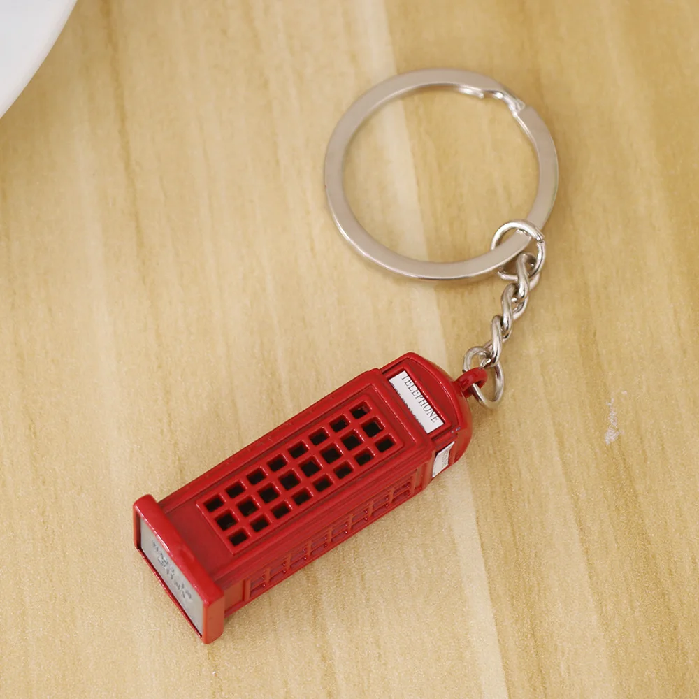 

1x Popular London Telephone Box Keychain British Red Telephone Booth Key Ring