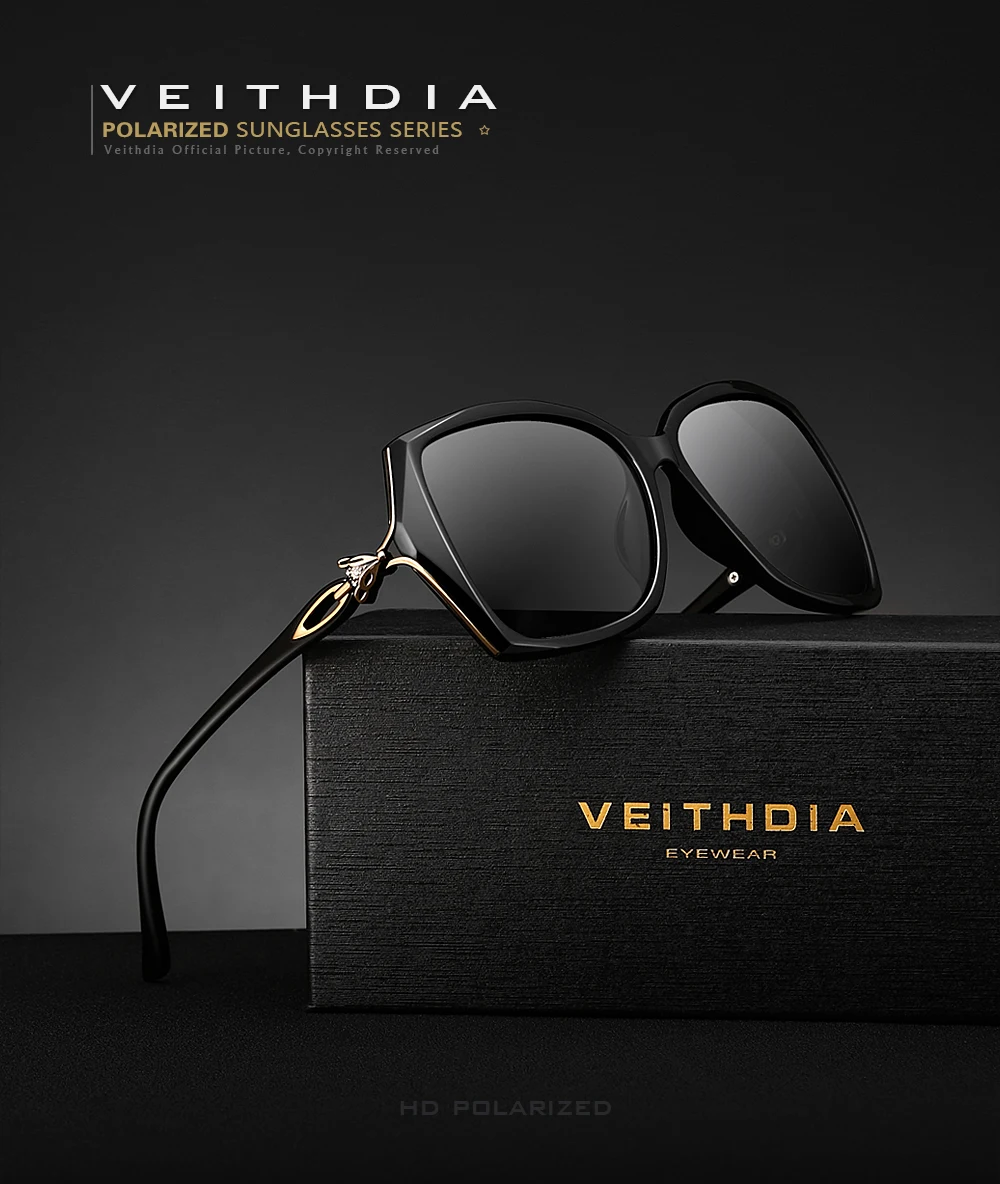 Женские солнцезащитные ретро-очки VEITHDIA, роскошные брендовые дизайнерские очки с поляризационными стеклами, модель V3039