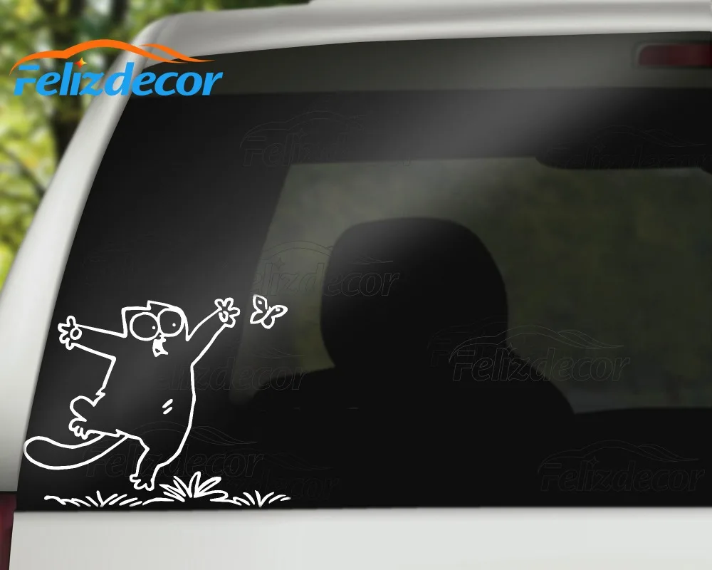 Cat Car Sticker with Butterfly Vinyl Bumper Decor Decals Waterproof Removable Art Rear windshield Decoration L479 | Автомобили и