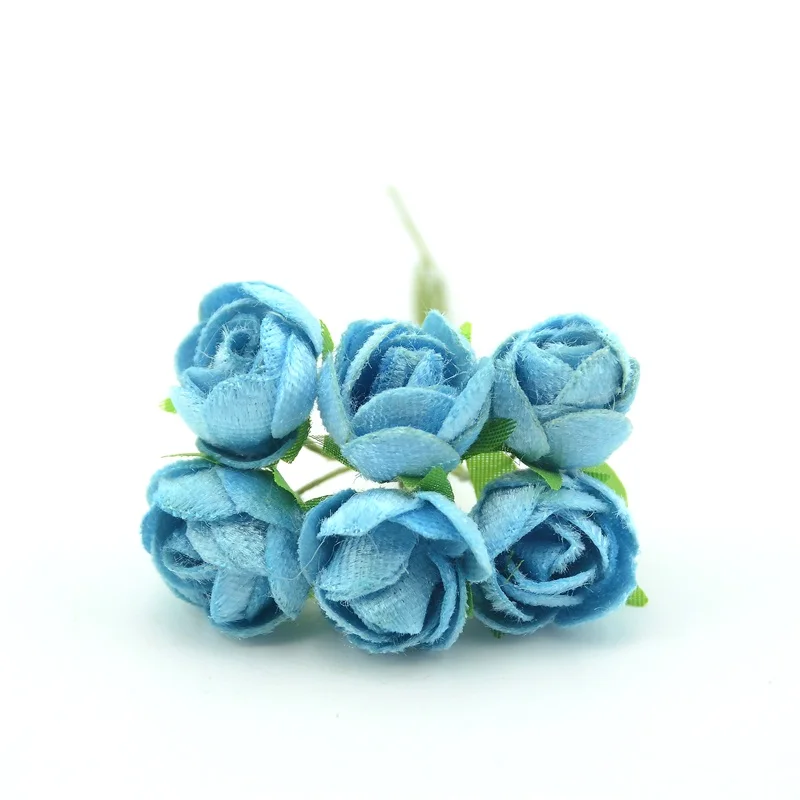 Blue 6 шт. шелковые цветы искусственные головки цветов Искусственные бутоны Свадебные украшения венки Свадебные украшения автомобиля - Цвет: Blue