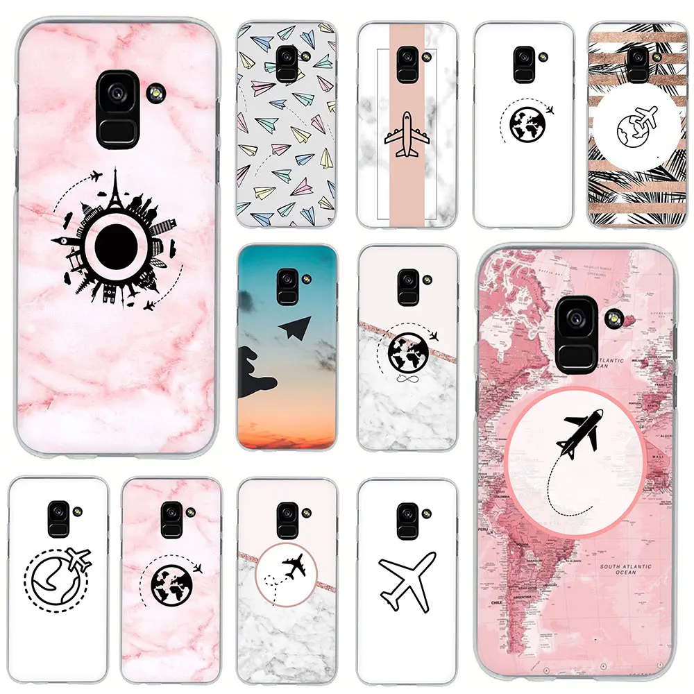 Твердый чехол для телефона Travel the world с бумажным самолетом Galaxy A5 2017 A6 7 8 9 2018 A10S 20S 30S