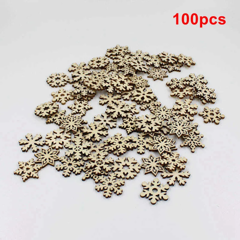 25mm-100pcs 30/100 шт деревянные штук фестиваль Рождественские снежинки объемные поделки для домашнего декора Рождественская елка кулон - Цвет: 25mm-100pcs