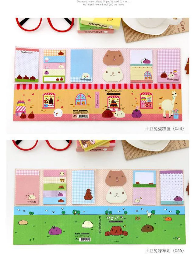 MQStyle 2019 New Kawaii Molang Rabbit Memo Notepad Note Book Pad Sticky Notes Set Gift Stationery H0042 | Канцтовары для офиса и