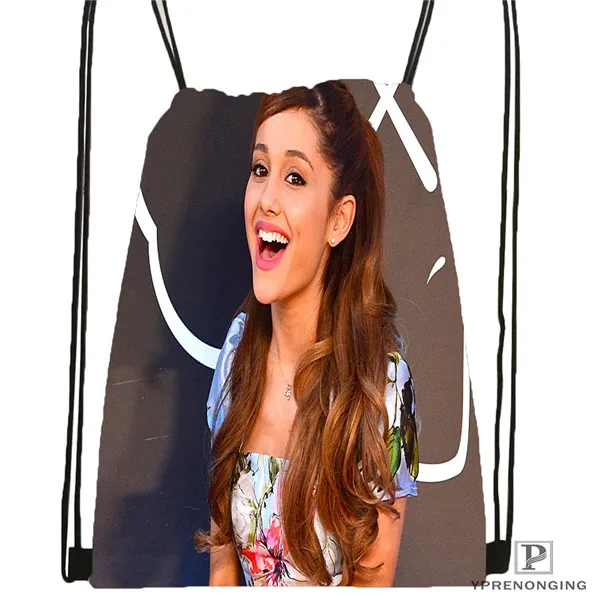Drawstring Backpack Пользовательские Ариана Гранде походная сумка на шнурке милый детский Ранец(черный цвет(вид сзади) 31x40 см#180531-03-05 - Цвет: Drawstring Backpack