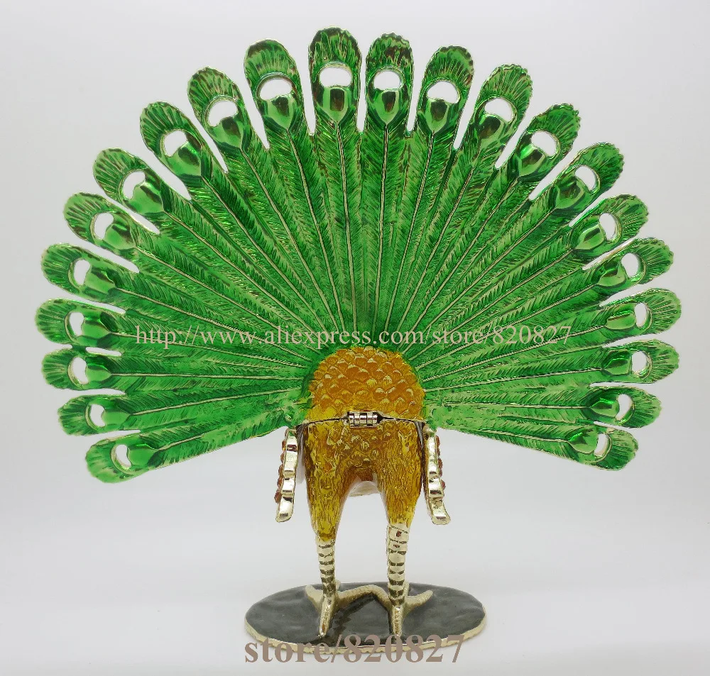Большая безделушка павлина с птицей ювелирные изделия кристаллами шкатулка