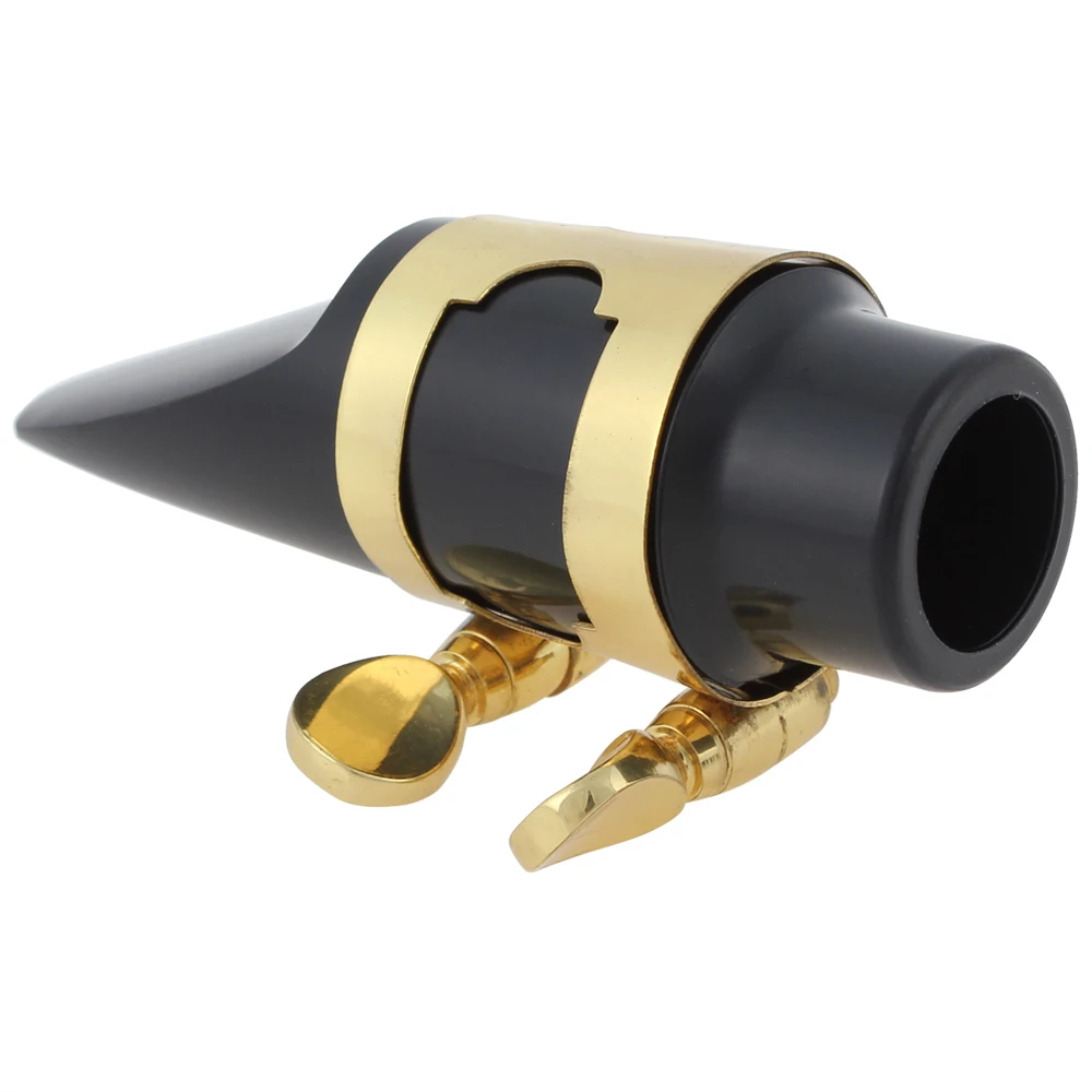 Мундштук эбонита сопрано саксофона 72 ММ золотого и черного цвета с колпачком