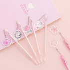 Гелевая ручка с подвеской в виде цветущей вишни, кошки, черные чернила, кавайная нейтральная ручка, милые ручки для школы, офиса, подарки для письма, корейские канцелярские принадлежности