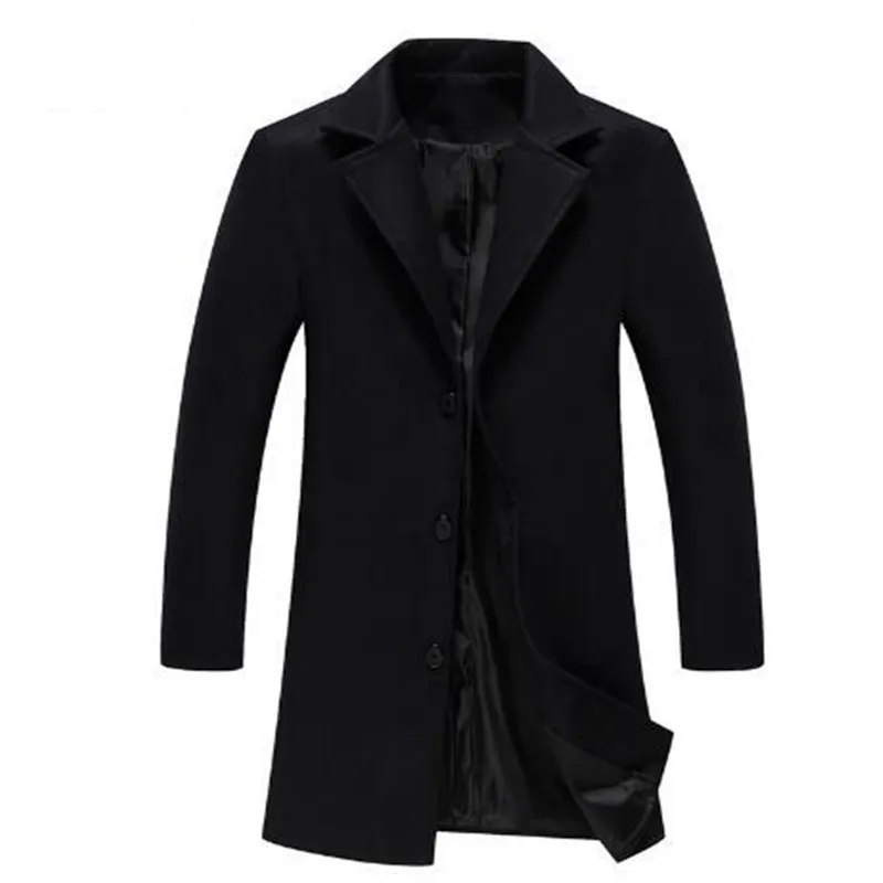 2018 New Winter Wool Coat Men Leisure Long Sections Woolen Coats Men's Pure Color Casual Fashion Jackets / Overcoat | Мужская одежда