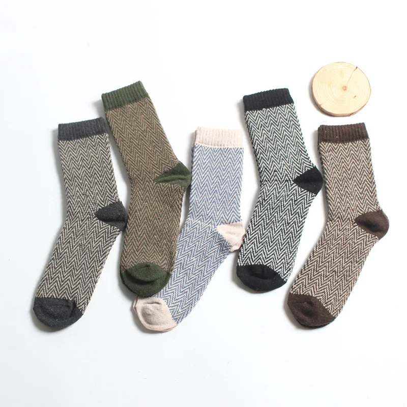 Новые детские носки 5 пар зимние толстые теплые геометрическими полосами