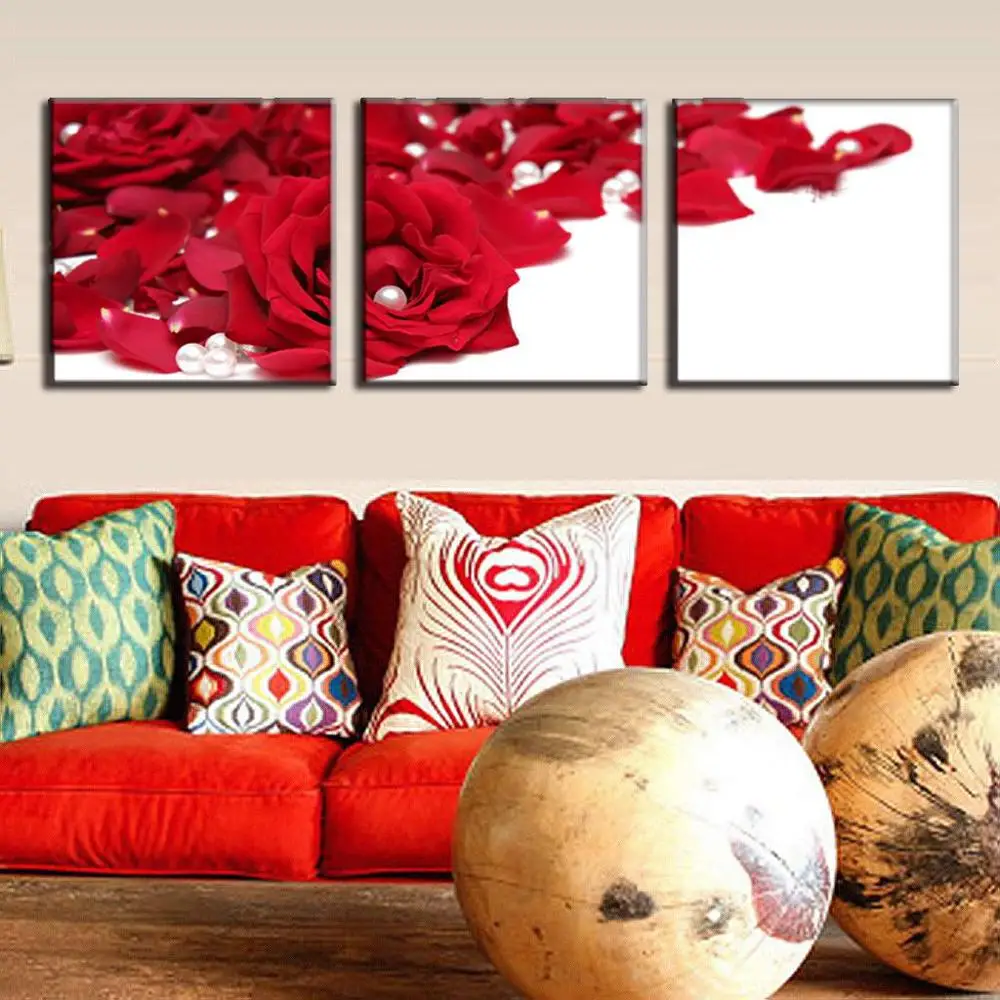 2017 Новейшая домашняя Мода 3 шт художественное оформление холст красная роза