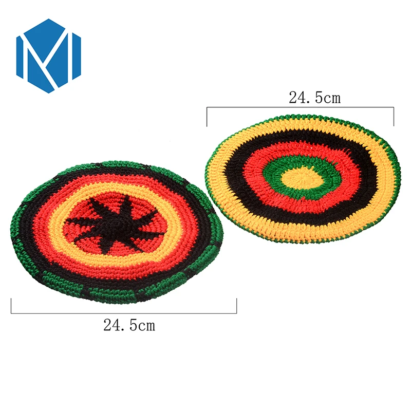Miya Mona, 1 шт., Модная вязаная шапка Rasta, повседневная, женская, ручная работа, вязаная, регги, шапка Skullies, красный, желтый, зеленый, в полоску, волнистые шапки