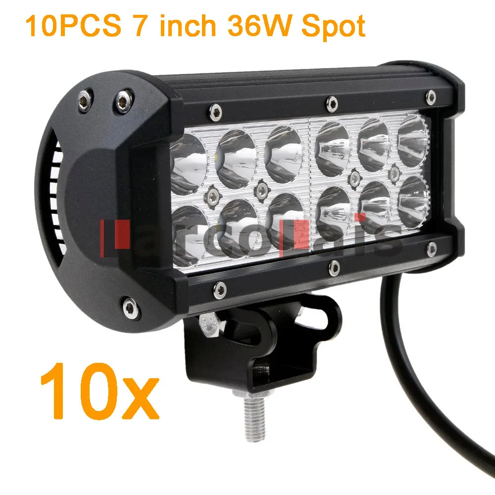 10PCS 36W Spot Светодиодный бар 4-42 дюймов светодиодный светильник для внедорожных лодок, автомобилей, грузовиков, трактор ATV SUV 4WD 4x4 12V 24V светодиодный рабочий светильник - Цвет: 10PCS 36W Spot
