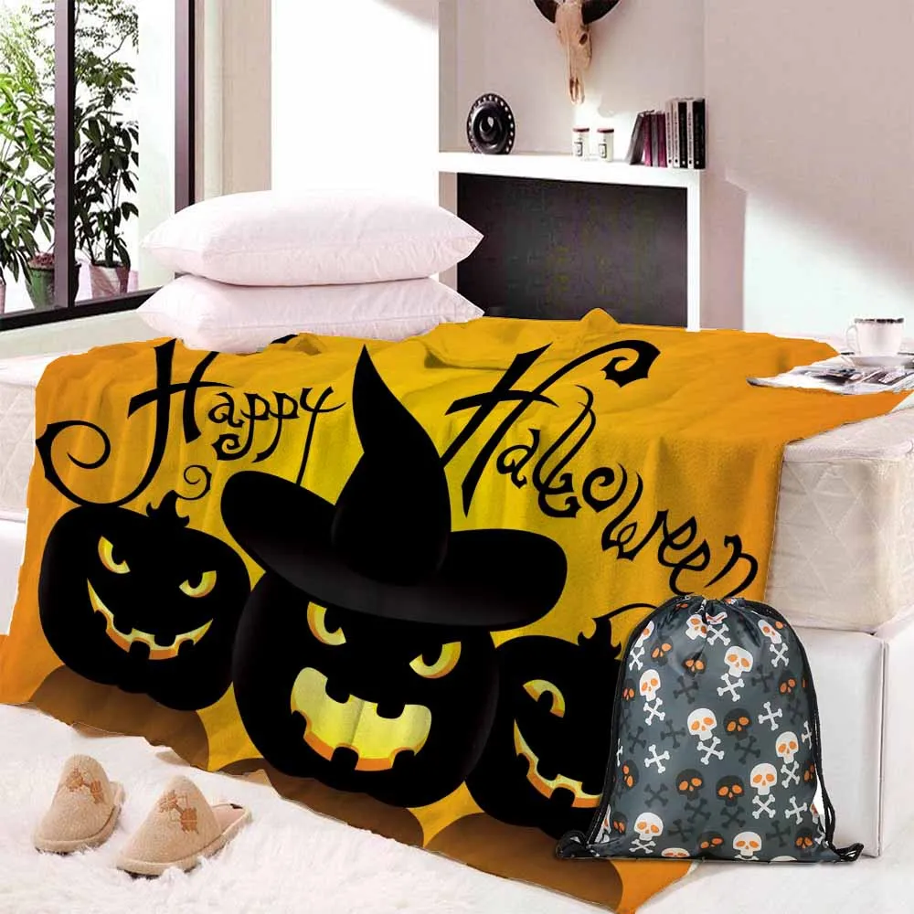 Blanket Bag 2 Мягкий фланелевый скелет, череп на Хэллоуин голова паук чистая кошмар пледы тепло мягкий плюшевый диван кровать Прямая поставка - Цвет: Blanket Bag 2