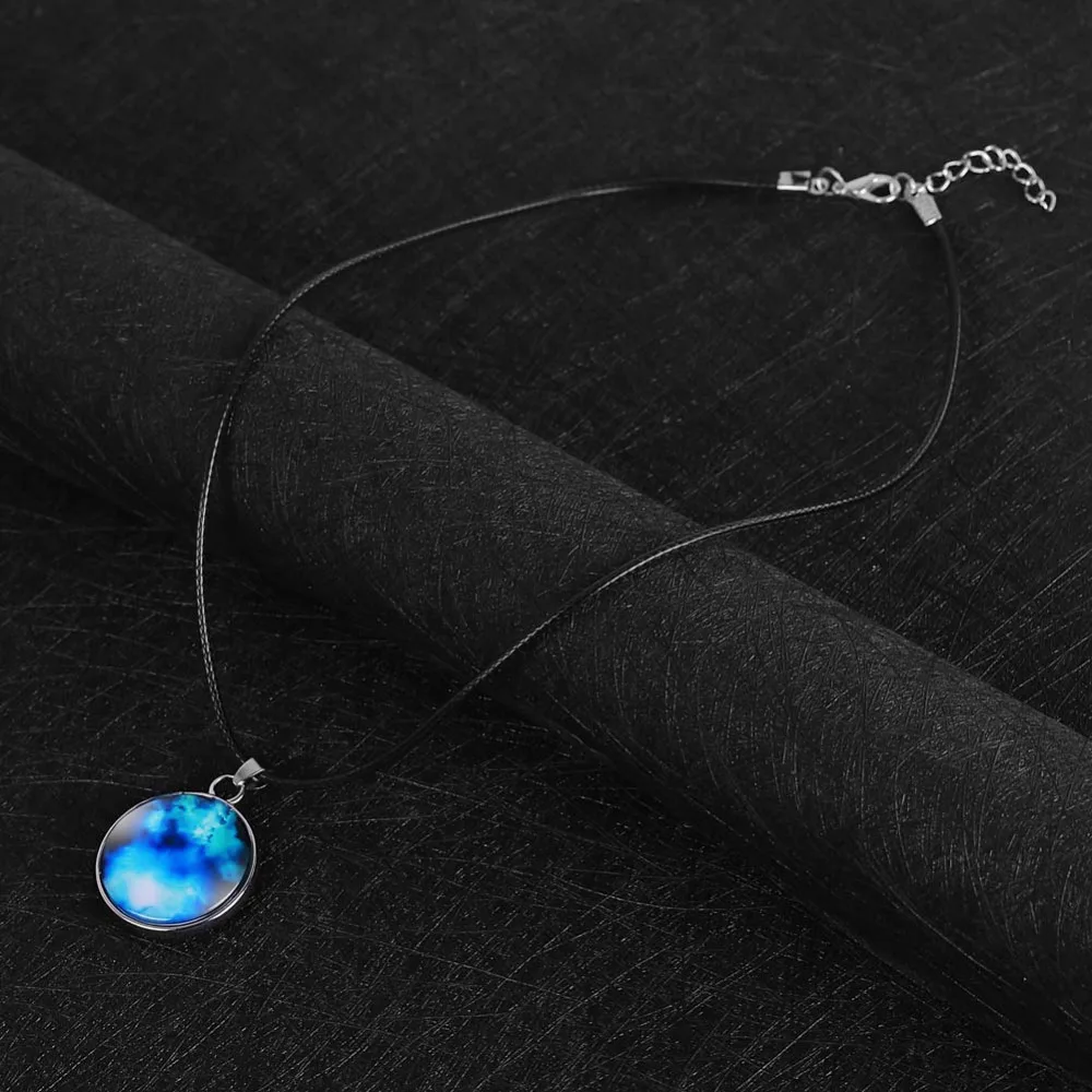 New Fashion 6 Style Galaxy Glass Pendant Outer Space Necklace Universe Jewelry Black Leather Rope Handmade Choker Gift | Украшения и