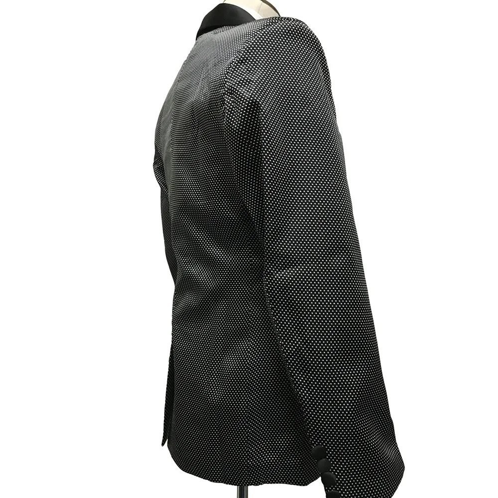HCF By Air Для мужчин; цельнокроеное платье 2 Button Shawl Collar Slim Fit Повседневное Свадебные Черный Для мужчин костюмы куртка