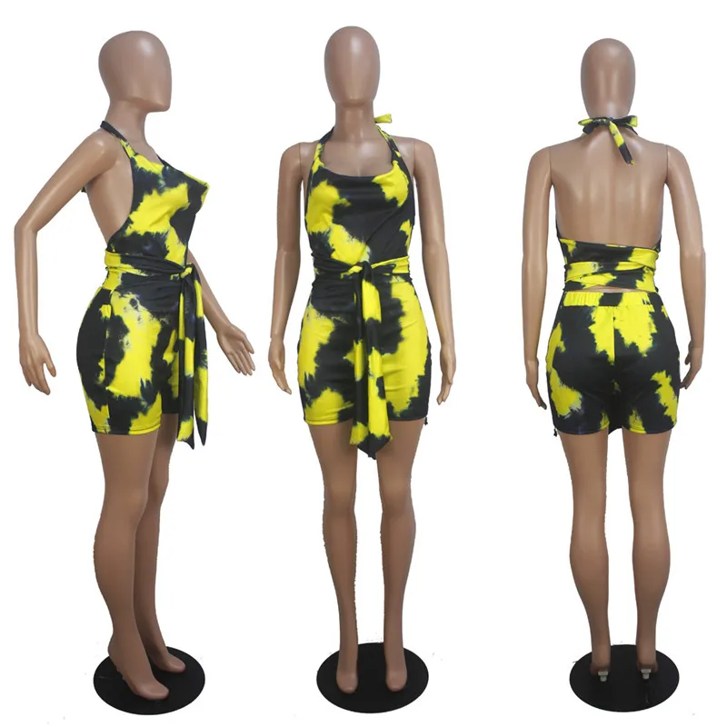 Летний короткий комбинезон женский пляжный с открытой спиной Облегающий без