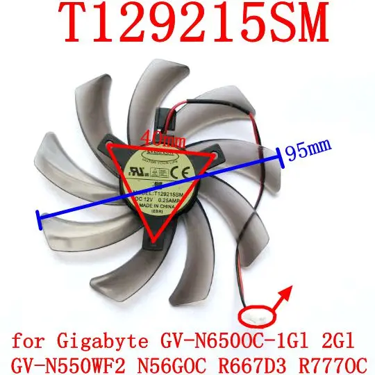 T129215SM 3PIN видеокарта охлаждающий вентилятор для Gigabyte GV N650OC 1Gl 2Gl N550WF2 N56GOC R667D3 R777OC VGA