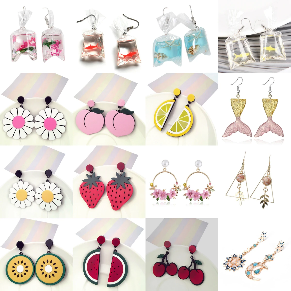 Модные Необычные милые серьги-подвески в виде рыбки кои сумки для воды цветов