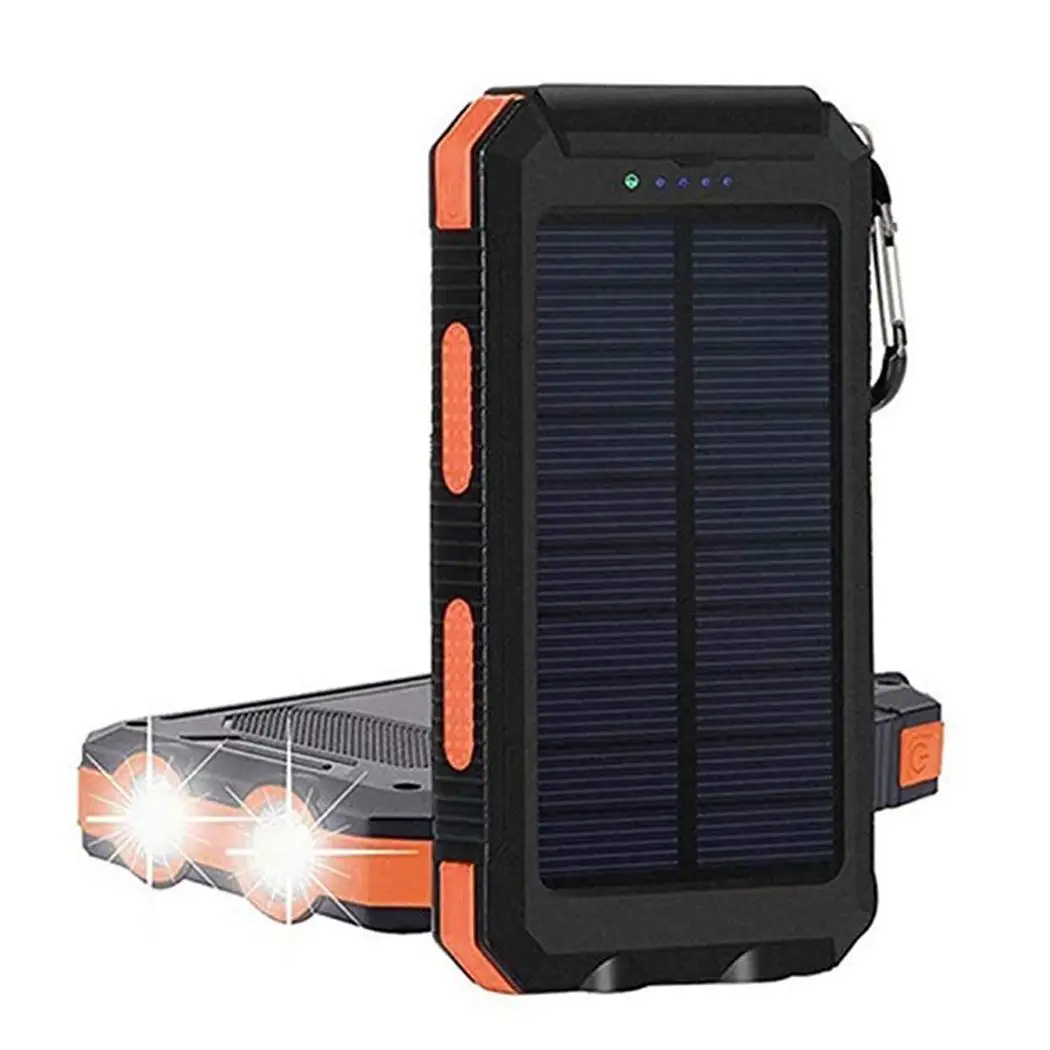 Outdoor Waterproof Solar Power Bank Dual USB Portable Poverbank With Compass Double LED Flashlight 6000mAh External Battery | Мобильные