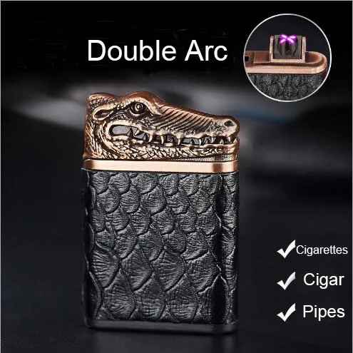 Встряхните крокодиловую зажигалку с двойной дугой USB зарядка ветрозащитная